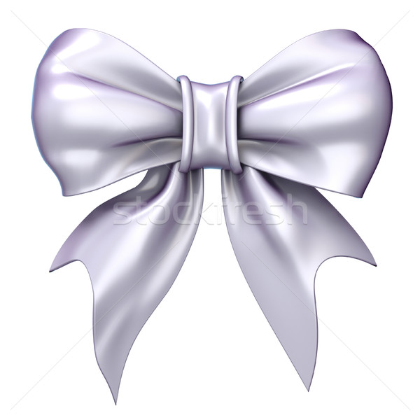 White, satin, glossy ribbon bow. 3D Stock photo © djmilic