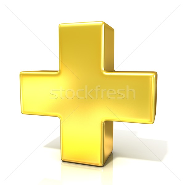 Plusz jel 3D arany felirat izolált fehér Stock fotó © djmilic