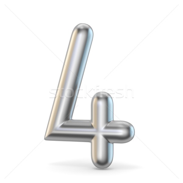 Metal silver font. Number FOUR 4 3D Stock photo © djmilic