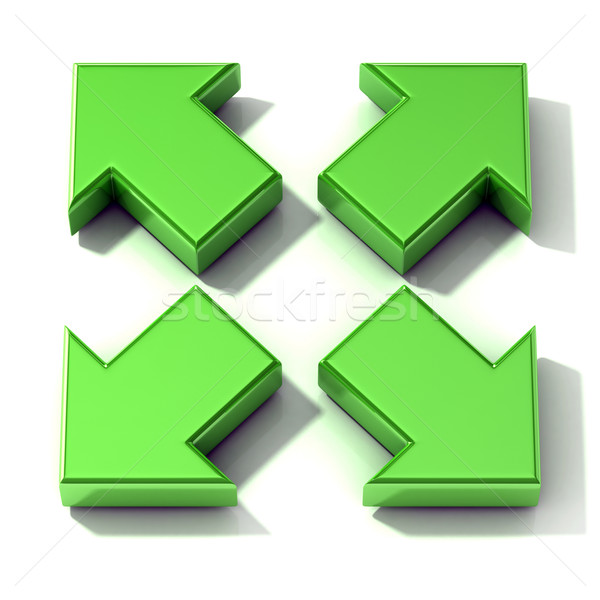 Stock photo: Green 3D arrows expanding. Top view