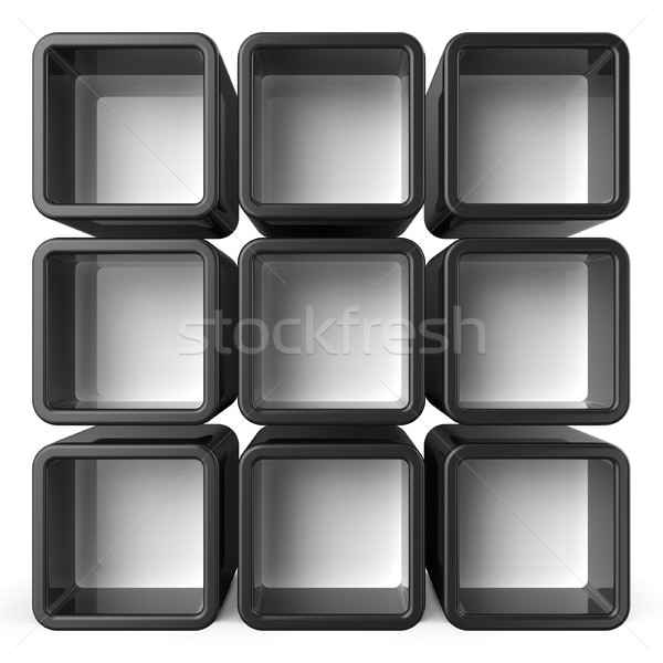 Copia spazio bianco nero shelf set 3D rendering 3d Foto d'archivio © djmilic