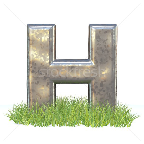 Galvanizat metal trecut litera h iarbă 3D Imagine de stoc © djmilic