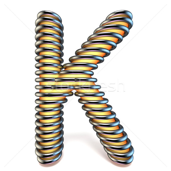 Orange yellow letter K in metal cage 3D Stock photo © djmilic