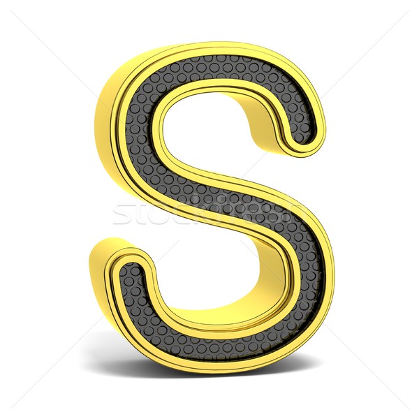 Golden and black round alphabet. Letter S. 3D Stock photo © djmilic