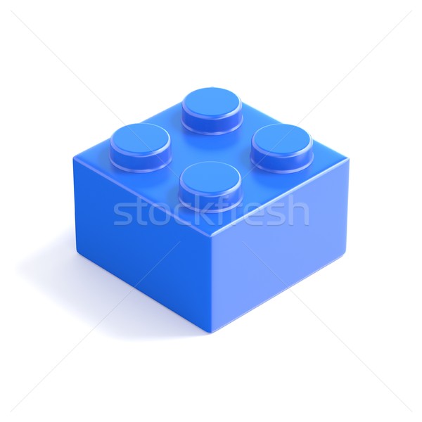 Blue plastic building block, children toy. Top view. 3D Stock photo © djmilic