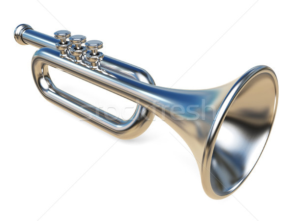 Egyszerű ezüst trombita 3D 3d render illusztráció Stock fotó © djmilic