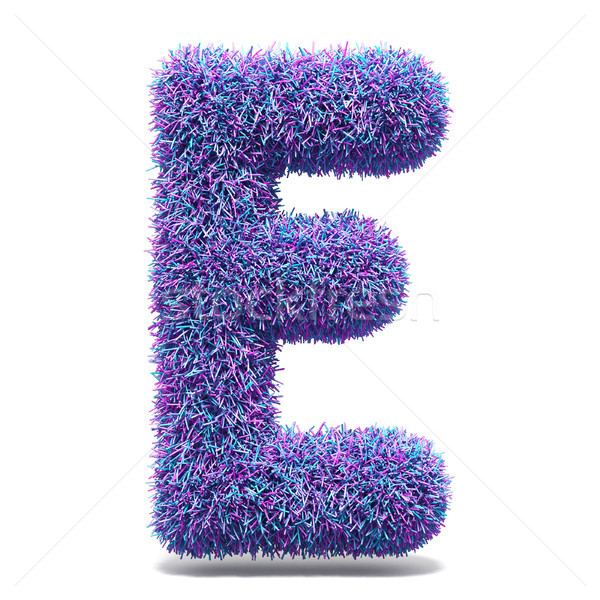 Purple faux fur LETTER E 3D illustration Stock photo © djmilic