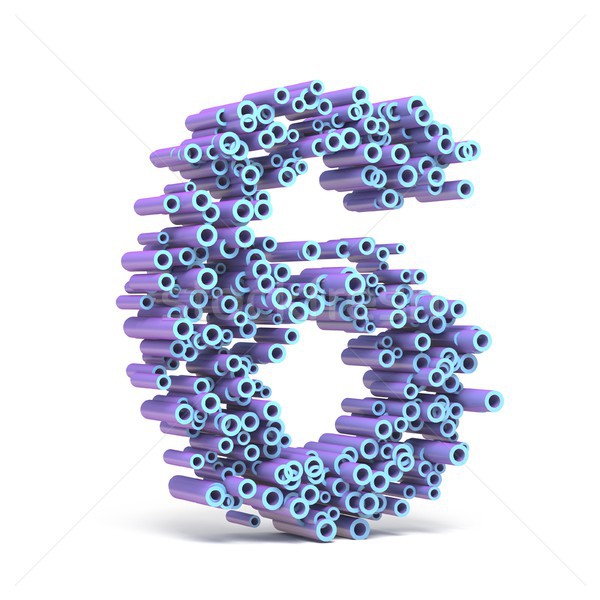 Purple blue font made of tubes NUMBER SIX 6 3D Stock photo © djmilic