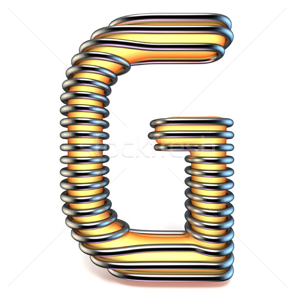 Orange yellow letter G in metal cage 3D Stock photo © djmilic