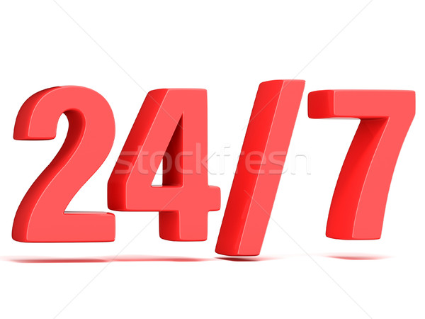 Red 24 hours 7 days a week sign. 3D Stock photo © djmilic