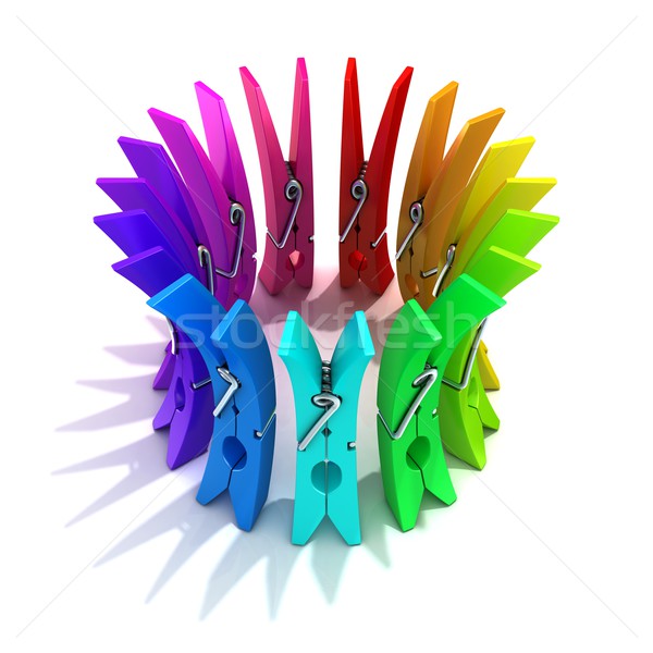 Colorful plastic clothes pegs Stock photo © djmilic