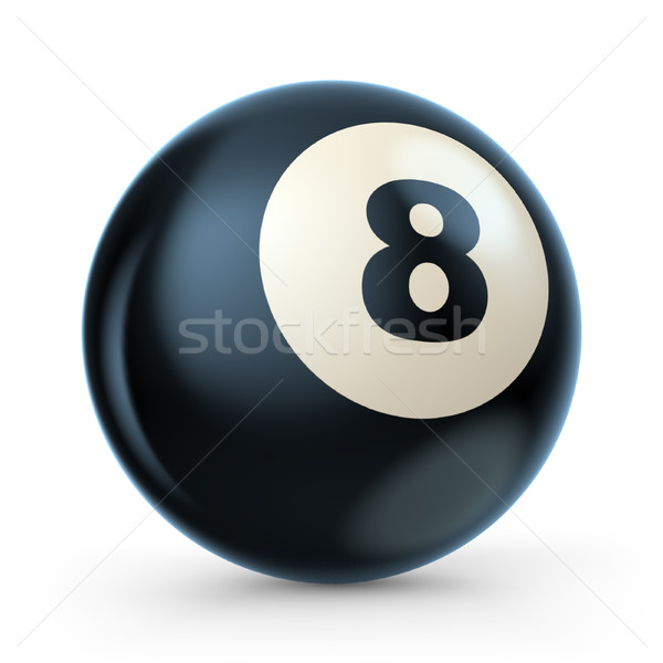 Black pool game ball with number 8. 3D Stock photo © djmilic