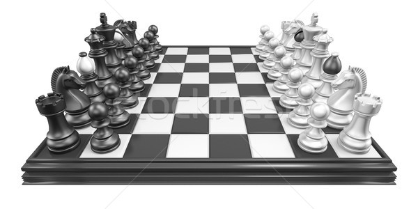 échiquier tous pièces d'échecs 3D rendu 3d illustration [[stock_photo]] © djmilic