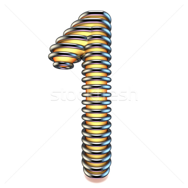 Orange yellow number 1 ONE in metal cage 3D Stock photo © djmilic