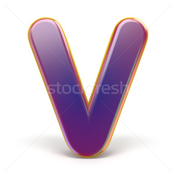 Letter V purple font yellow outlined 3D Stock photo © djmilic