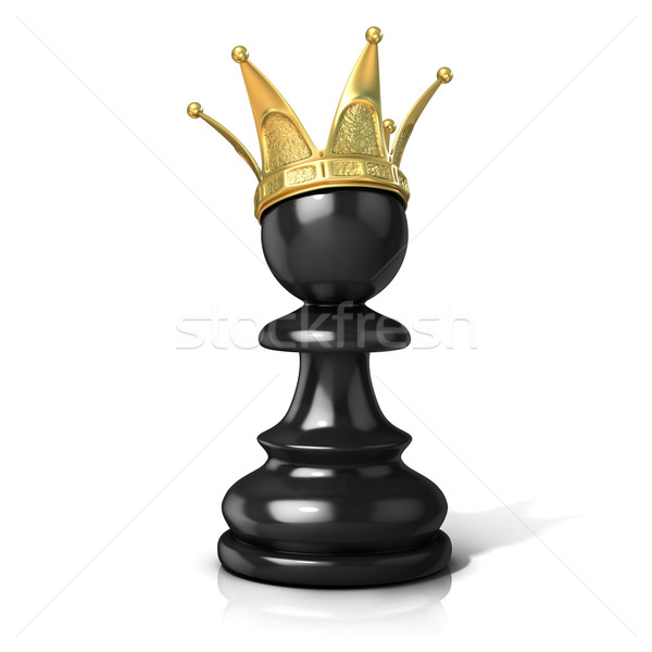 Black pawn with a golden crown Stock photo © djmilic
