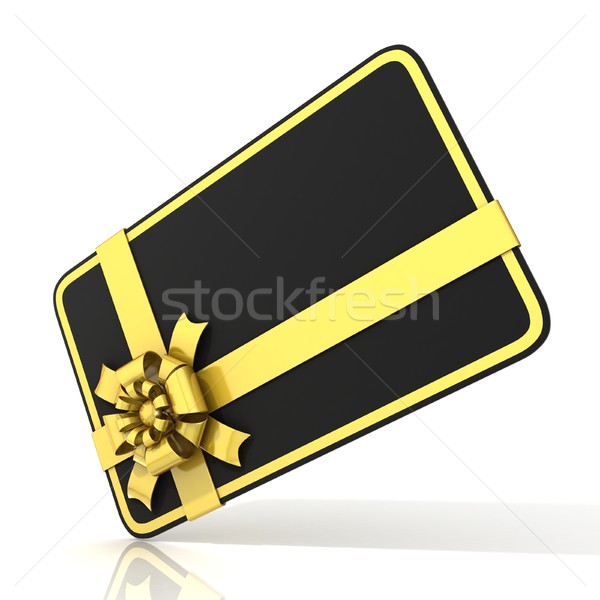 Stock foto: Schwarz · Geschenkkarte · golden · Band · 3D · 3d · render