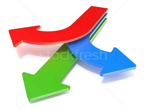 Three way arrows, showing three different directions. Blue left, Stock photo © djmilic