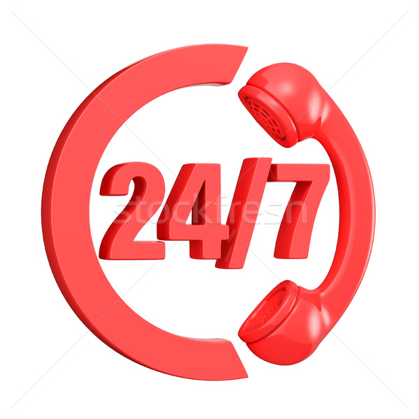 Red 24 hours 7 days a week sign. 3D Stock photo © djmilic