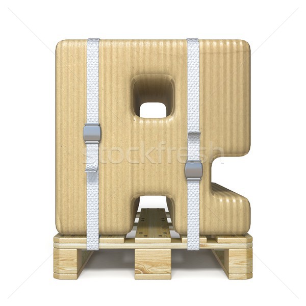 Cardboard box font Letter R on wooden pallet 3D Stock photo © djmilic