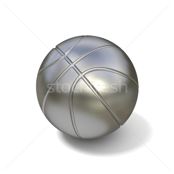 Stockfoto: Zilver · basketbal · bal · geïsoleerd · witte · 3D