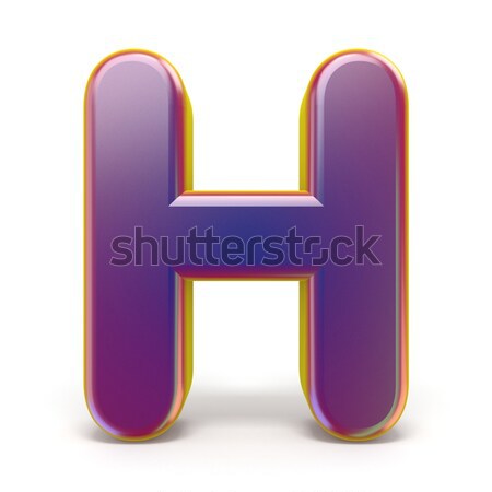 Letter H purple font yellow outlined 3D Stock photo © djmilic