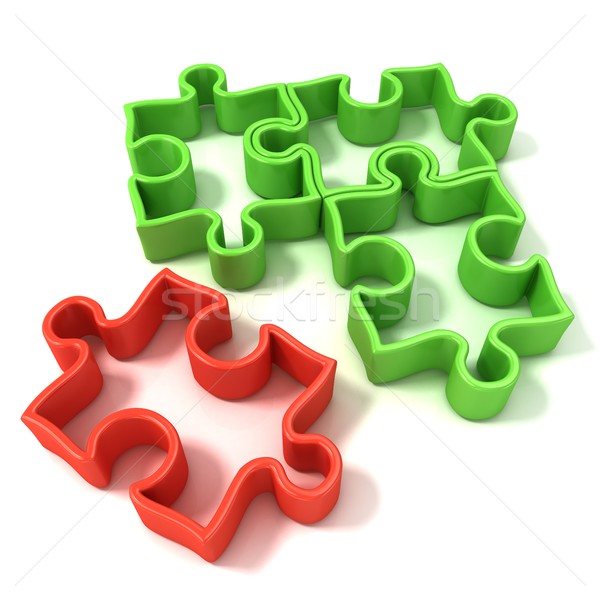 Four jigsaw puzzle outlined pieces Stock photo © djmilic