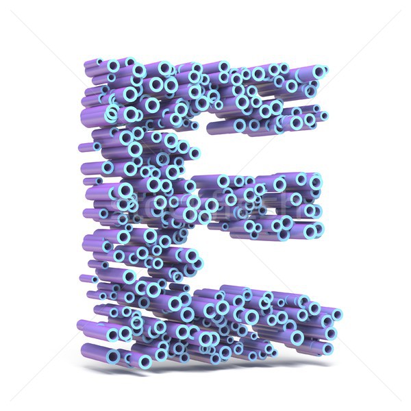 Purple blue font made of tubes LETTER E 3D Stock photo © djmilic