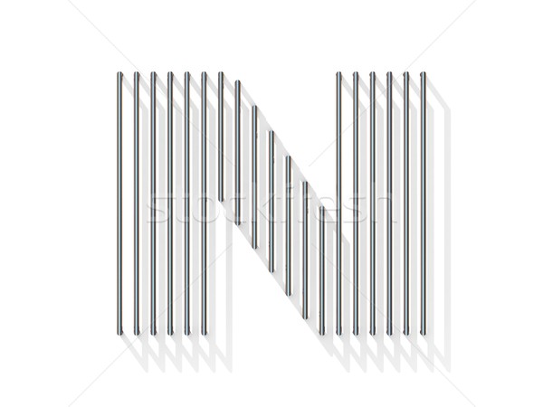 Silver, steel wire font. Letter N Stock photo © djmilic