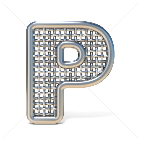 Outlined metal wire mesh font LETTER P 3D Stock photo © djmilic