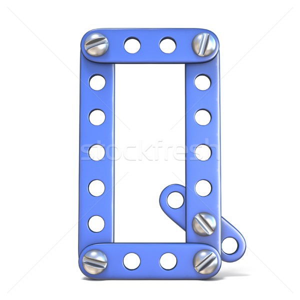 Alphabet made of blue metal constructor toy Letter Q 3D Stock photo © djmilic