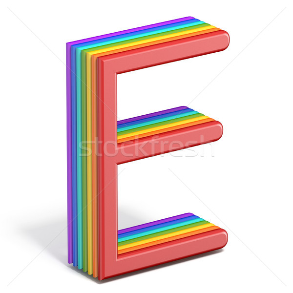 Rainbow font letter E 3D Stock photo © djmilic
