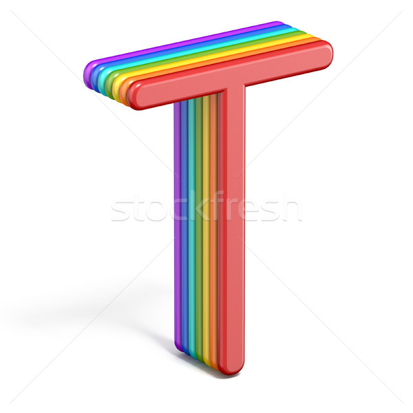 Rainbow font letter T 3D Stock photo © djmilic