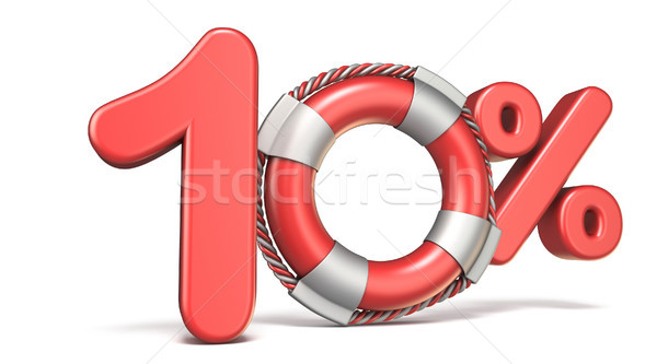 Bouée de sauvetage 10 pour cent signe 3D rendu 3d [[stock_photo]] © djmilic