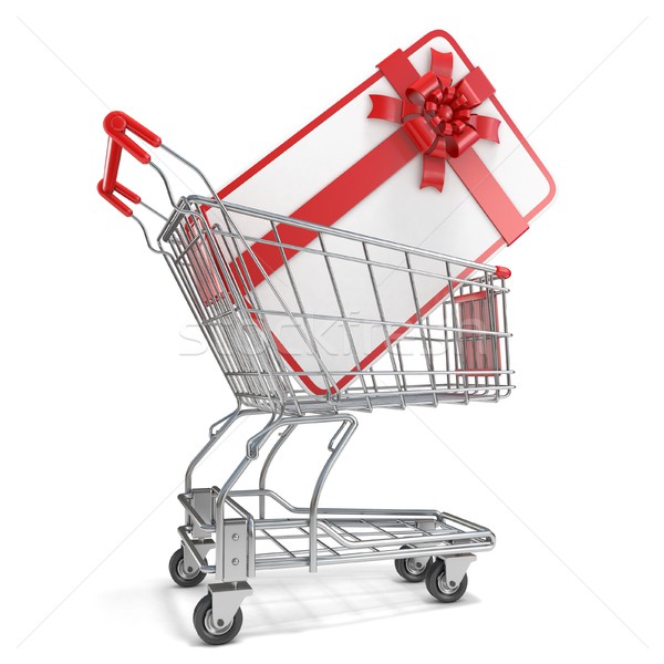 Cartão de presente texto carrinho de compras 3D 3d render Foto stock © djmilic