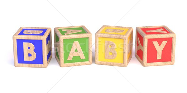 Word BABY made of wooden blocks toy horizontal 3D Stock photo © djmilic