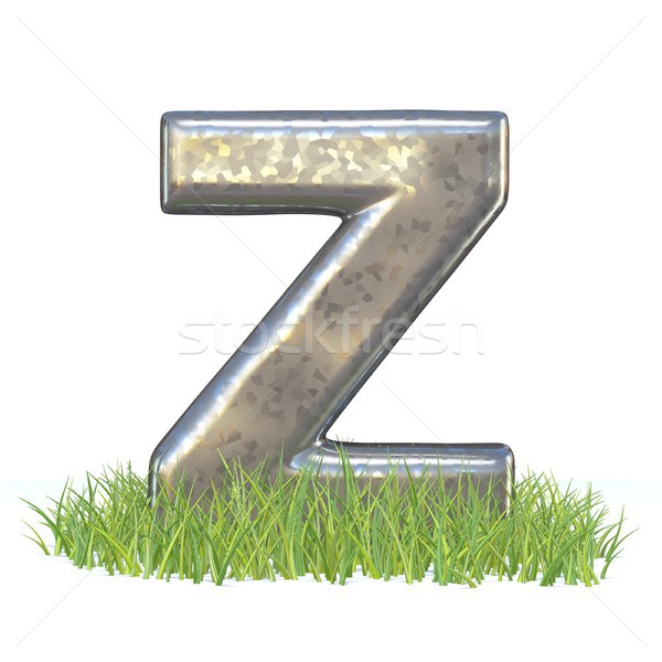 Galvanized metal font Letter Z in grass 3D Stock photo © djmilic