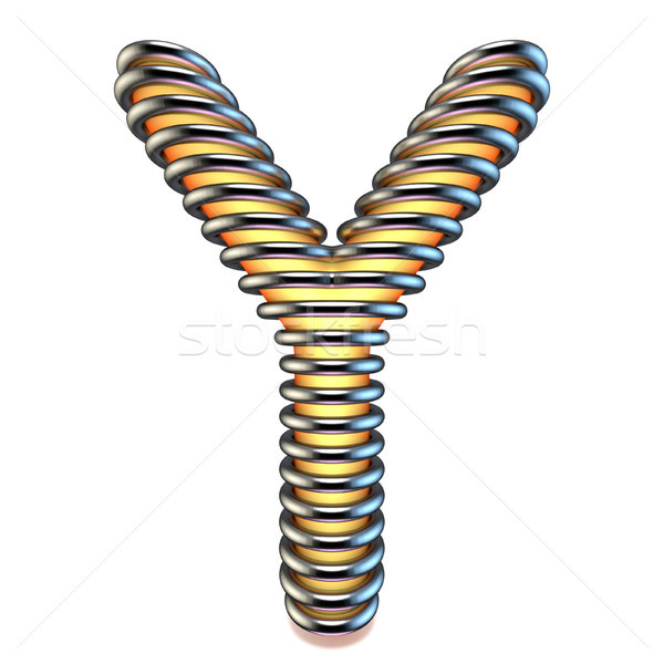 Orange yellow letter Y in metal cage 3D Stock photo © djmilic