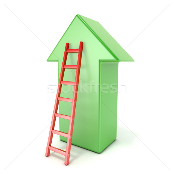 Ladder leading an green arrow. Success concept. 3D Stock photo © djmilic