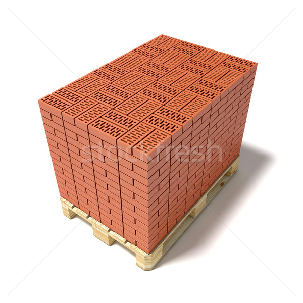 Euro pallet full of ceramic bricks. 3D Stock photo © djmilic