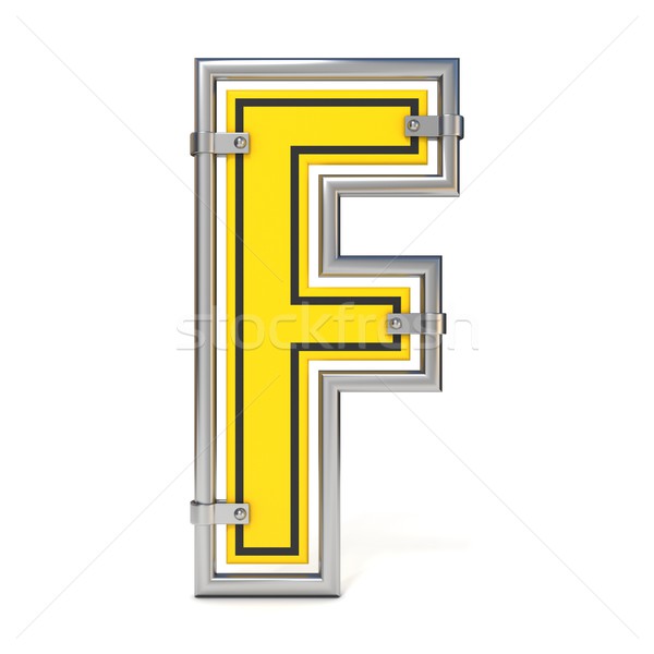Framed traffic road sign FONT letter F 3D Stock photo © djmilic