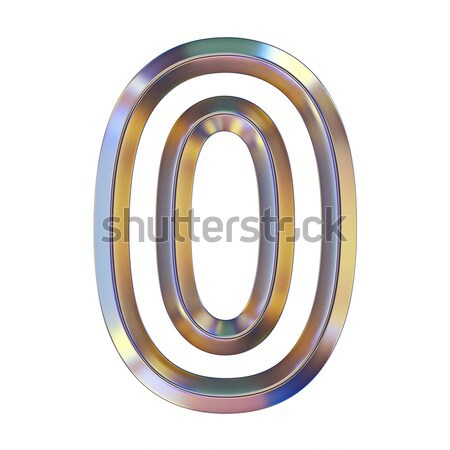 Number ZERO 0 purple font yellow outlined 3D Stock photo © djmilic