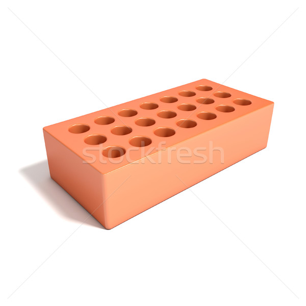 Red brick with round holes. 3D Stock photo © djmilic