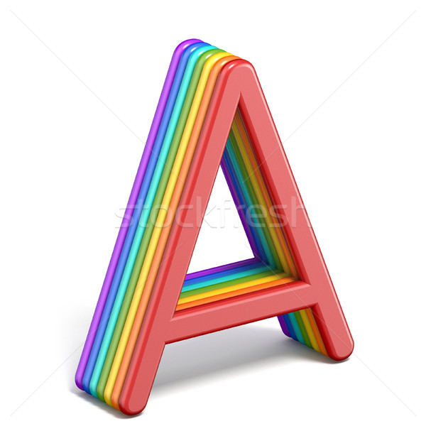 Stock foto: Regenbogen · Schriftart · Schreiben · 3D · Rendering · Illustration