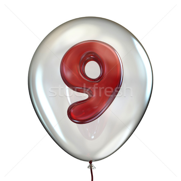 Number NINE 9 in transparent balloon 3D Stock photo © djmilic