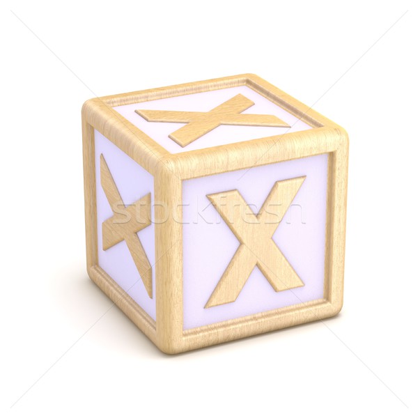 Letter X wooden alphabet blocks font rotated. 3D Stock photo © djmilic