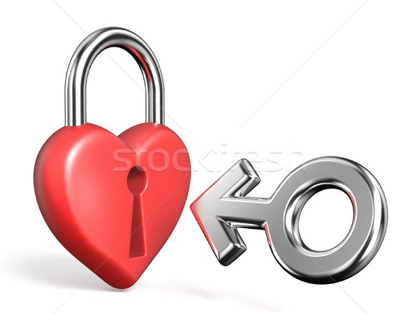 Heart shaped padlock and male sign 3D rendering illustration Stock photo © djmilic