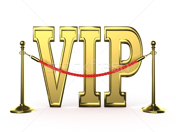 Velvet rope barrier, with golden VIP sign. 3D Stock photo © djmilic