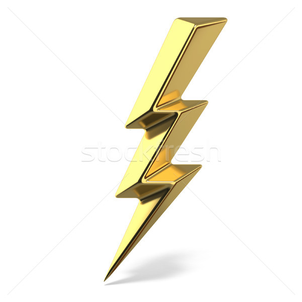 Golden lightning triple symbol one side sharp 3D Stock photo © djmilic