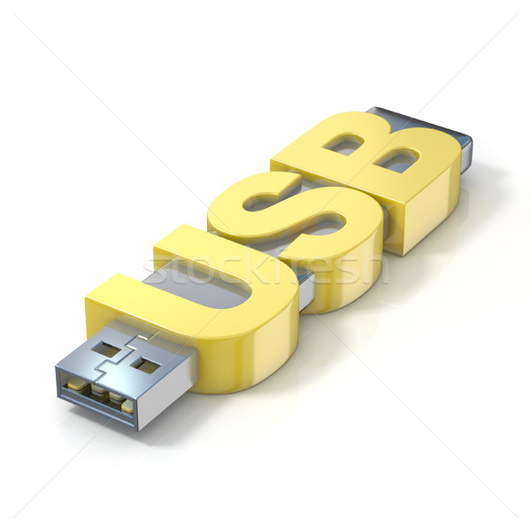 USB flash memory, made with the word USB. 3D Stock photo © djmilic